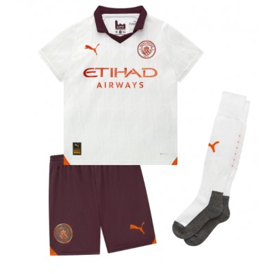 Poceni Otroški Nogometni dresi Manchester City Gostujoči 2023-24 Kratek Rokav + Kratke hlače Erling Haaland 9