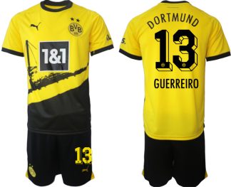 kje kupiti Moški Nogometni dresi kompleti Borussia Dortmund Domači 2023-24 tisk GUERREIRO 13