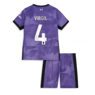 Naročiti Otroški Nogometni dresi kompleti za otroke Liverpool Tretji 2023-24 Virgil van Dijk 4