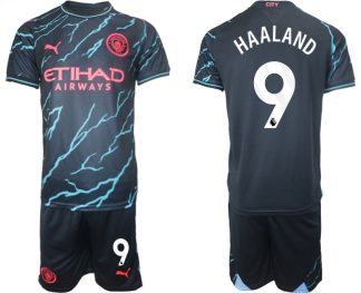 Novo Moški Nogometni dresi kompleti Manchester City Tretji 2023/24 Erling Haaland 9