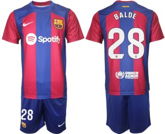 Poceni Moški Nogometni dresi komplet Barcelona Domači 2023-24 z imenom BALDE 28
