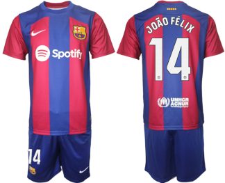 Poceni Moški Nogometni dresi komplet Barcelona Domači 2023-24 z imenom JOÂO FÉLIX 14