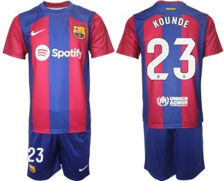 Poceni Moški Nogometni dresi komplet Barcelona Domači 2023-24 z imenom KOUNDE 23