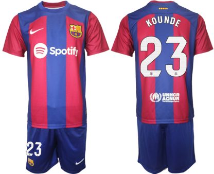 Poceni Moški Nogometni dresi komplet Barcelona Domači 2023-24 z imenom KOUNDE 23