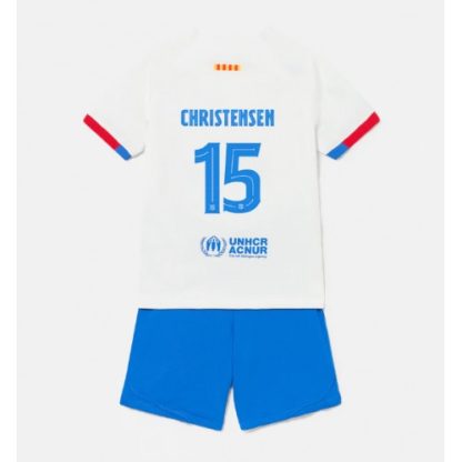 Poceni Otroški Nogometni dresi Barcelona Gostujoči 2023-24 Kratek Rokav + Kratke hlače Andreas Christensen 15