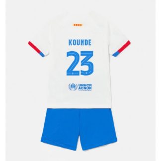 Poceni Otroški Nogometni dresi Barcelona Gostujoči 2023-24 Kratek Rokav + Kratke hlače Jules Kounde 23