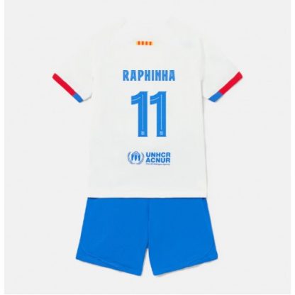 Poceni Otroški Nogometni dresi Barcelona Gostujoči 2023-24 Kratek Rokav + Kratke hlače Raphinha Belloli 11