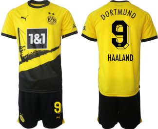 Prodaja Moški Nogometni dresi kompleti Borussia Dortmund Domači 2023-24 tisk HAALAND 9