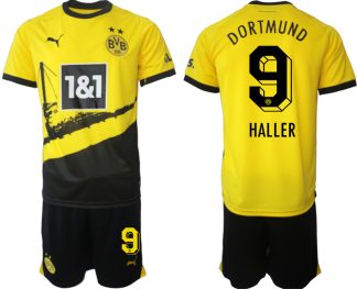 Prodaja Moški Nogometni dresi kompleti Borussia Dortmund Domači 2023-24 tisk HALLER 9