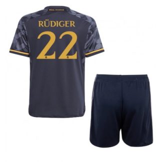 kje kupiti Otroški Nogometni dresi Real Madrid Gostujoči 2023-24 Kratek Rokav + Kratke hlače Antonio Rudiger 22
