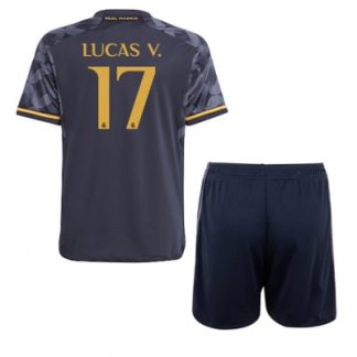 kje kupiti Otroški Nogometni dresi Real Madrid Gostujoči 2023-24 Kratek Rokav + Kratke hlače Lucas Vazquez 17