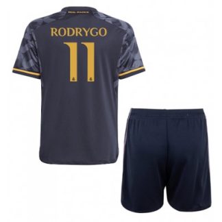 Novo Otroški Nogometni dresi Real Madrid Gostujoči 2023-24 Kratek Rokav + Kratke hlače Rodrygo Goes 11