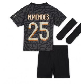 Otroški Nogometni dresi Paris Saint-Germain PSG Tretji 2023-24 Kratek Rokav + Kratke hlače Nuno Mendes 25