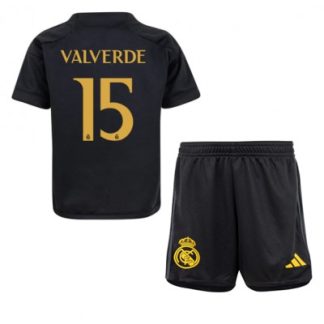 Otroški Nogometni dresi Real Madrid Tretji 2023-24 Kratek Rokav + Kratke hlače Federico Valverde 15