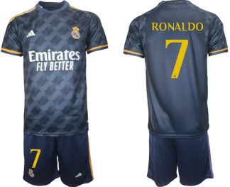 Poceni Moški Nogometna dresi Real Madrid Gostujoči 2023-24 Kratek Rokav + Kratke hlače RONALDO 7