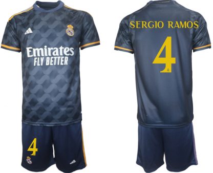 Poceni Moški Nogometna dresi Real Madrid Gostujoči 2023-24 Kratek Rokav + Kratke hlače SERGIO RAMOS 4