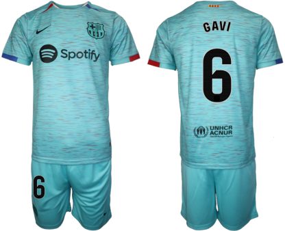 Poceni Moški Nogometni dresi Barcelona Tretji 2023-24 Kratek Rokav + Kratke hlače Gavi 6