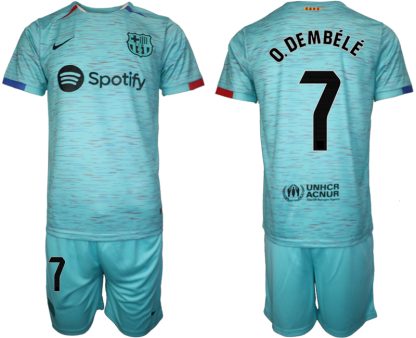 Poceni Moški Nogometni dresi Barcelona Tretji 2023-24 Kratek Rokav + Kratke hlače Ousmane Dembele 7