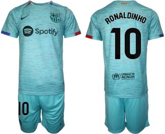 Poceni Moški Nogometni dresi Barcelona Tretji 2023-24 Kratek Rokav + Kratke hlače Ronaldinho 10