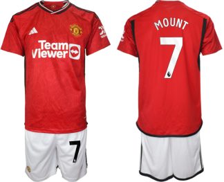 Poceni Moški Nogometni dresi Manchester United Domači 2023-24 Kratek Rokav + Kratke hlače MOUNT 7