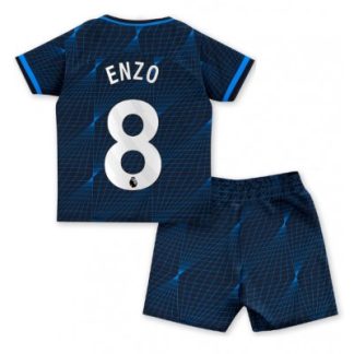 Poceni Otroški Nogometni dresi Chelsea Gostujoči 2023-2024 Kratek Rokav + Kratke hlače Enzo Fernandez 8