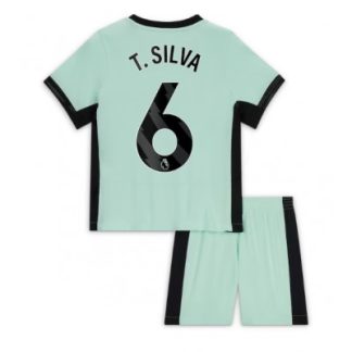 Poceni Otroški Nogometni dresi kompleti za otroke Chelsea Tretji 2023-2024 tisk Thiago Silva 6