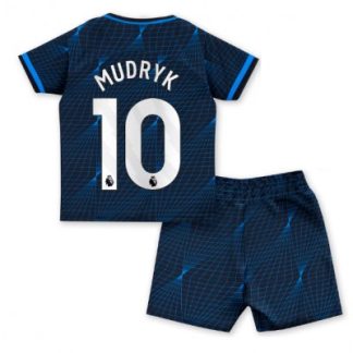 Poceni Otroški Nogometni dresi za otroke Chelsea Gostujoči 2023-2024 Kratek Rokav + Kratke hlače Mykhailo Mudryk 10