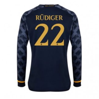 Prodajo Moški Nogometni dresi Real Madrid Gostujoči 2023-24 Dolgi Rokav Antonio Rudiger 22