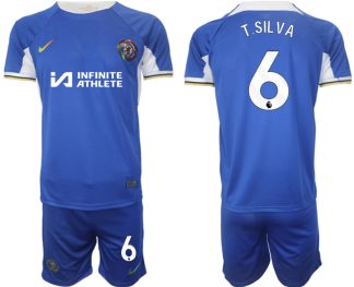Moški Nogometni dresi Chelsea Domači 2023-2024 Kratek Rokav + Kratke hlače Thiago Silva 6