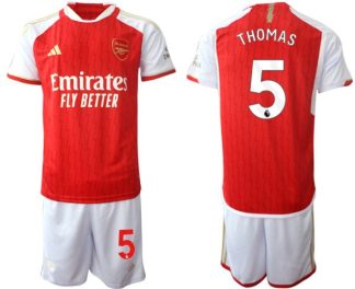 Poceni Moški Nogometni dresi Arsenal Domači Kratek Rokav + Kratke hlače 2023-24 rdeča bela Thomas Partey 5