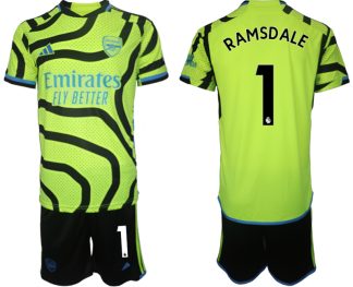 Poceni Moški Nogometni dresi Arsenal Gostujoči 2023-24 Kratek Rokav + Kratke hlače Aaron Ramsdale 1