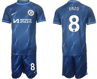 Poceni Moški Nogometni dresi Chelsea Gostujoči 2023-2024 Kratek Rokav + Kratke hlače Enzo Fernández 8
