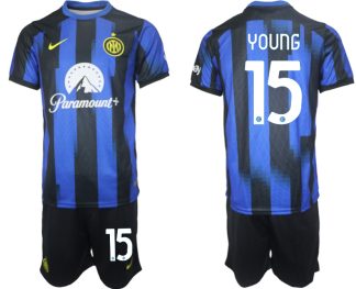 Poceni Moški Nogometni dresi Inter Milan Domači 2023 2024 Kratek Rokav + Kratke hlače Ashley Young 15