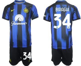 Poceni Moški Nogometni dresi Inter Milan Domači 2023 2024 Kratek Rokav + Kratke hlače Cristiano Biraghi 34