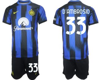 Poceni Moški Nogometni dresi Inter Milan Domači 2023 2024 Kratek Rokav + Kratke hlače Danilo D’ambrosio 33