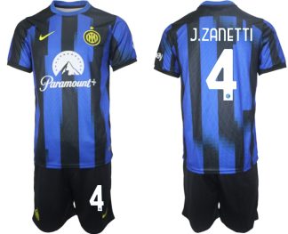 Poceni Moški Nogometni dresi Inter Milan Domači 2023 2024 Kratek Rokav + Kratke hlače Javier Zanetti 4