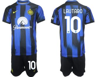 Poceni Moški Nogometni dresi Inter Milan Domači 2023 2024 Kratek Rokav + Kratke hlače Lautaro Martinez 10