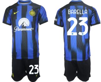 Poceni Moški Nogometni dresi Inter Milan Domači 2023 2024 Kratek Rokav + Kratke hlače Nicolo Barella 23
