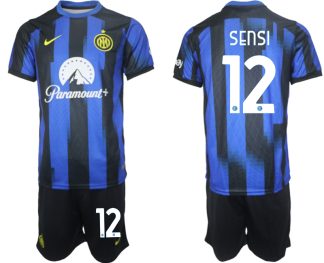 Poceni Moški Nogometni dresi Inter Milan Domači 2023 2024 Kratek Rokav + Kratke hlače Stefano Sensi 12