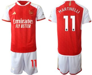Poceni Moški Nogometni dresi kompleti Arsenal 2023-24 rdeča bela Gabriel Martinelli 11