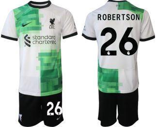 Poceni Moški Nogometni dresi kompleti Liverpool Gostujoči 2023 2024 tisk Andrew Robertson 26