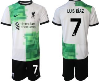 Poceni Moški Nogometni dresi kompleti Liverpool Gostujoči 2023 2024 tisk Luis Diaz 7