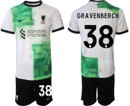 Poceni Moški Nogometni dresi kompleti Liverpool Gostujoči 2023 2024 tisk Ryan Gravenberch 38
