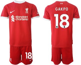 Poceni Moški Nogometni dresi Liverpool Domači 2023 2024 Kratek Rokav + Kratke hlače Cody Gakpo 18
