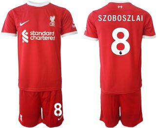 Poceni Moški Nogometni dresi Liverpool Domači 2023 2024 Kratek Rokav + Kratke hlače Dominik Szoboszlai 8
