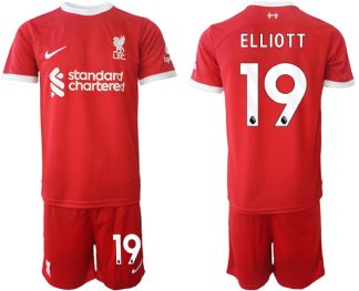 Poceni Moški Nogometni dresi Liverpool Domači 2023 2024 Kratek Rokav + Kratke hlače Harvey Elliott 19