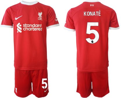 Poceni Moški Nogometni dresi Liverpool Domači 2023 2024 Kratek Rokav + Kratke hlače Ibrahima Konate 5