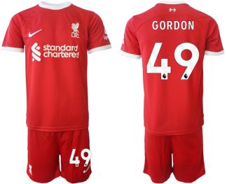 Poceni Moški Nogometni dresi Liverpool Domači 2023 2024 Kratek Rokav + Kratke hlače Kaide Gordon 49