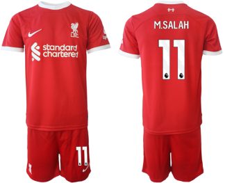 Poceni Moški Nogometni dresi Liverpool Domači 2023 2024 Kratek Rokav + Kratke hlače Mohamed Salah 11