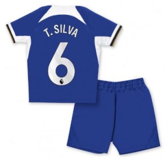 Poceni Nogometni dresi kompleti za otroke Chelsea Domači 2023-24 Thiago Silva 6